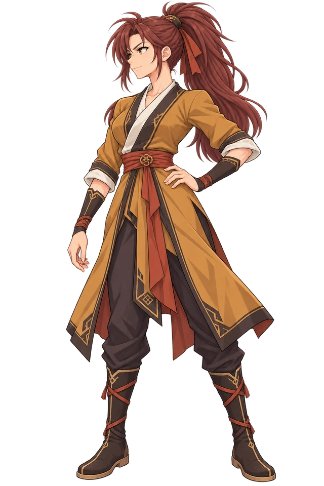 Jiang Chixia in red-and-gold cultivator clothing.
